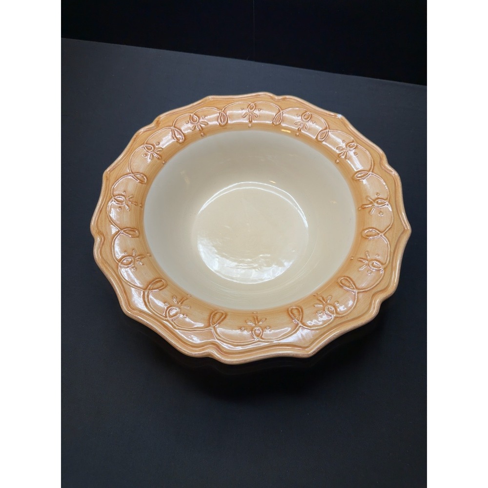 Pier 1 Gemma Baroque Italy Hand Painted Serving Bowl Scalloped Earthenware